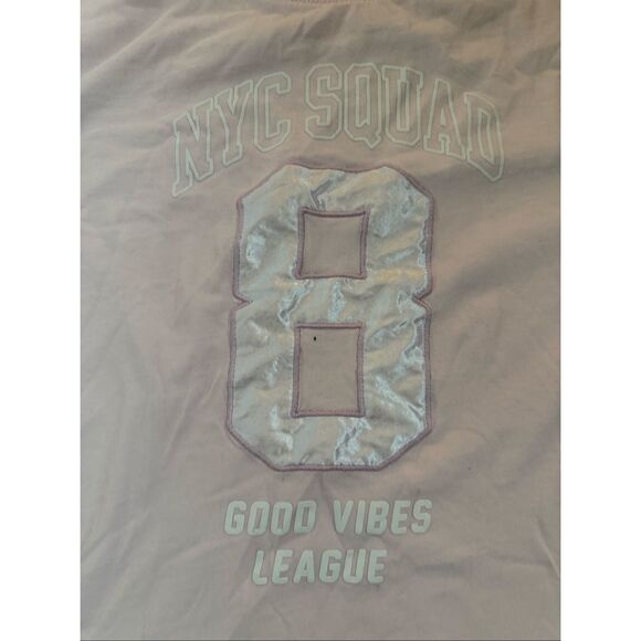 Zara Girls NYC Squad Good Vibes League Short Sleeve T-Shirt Pink Size 12-14 - Picture 2 of 11